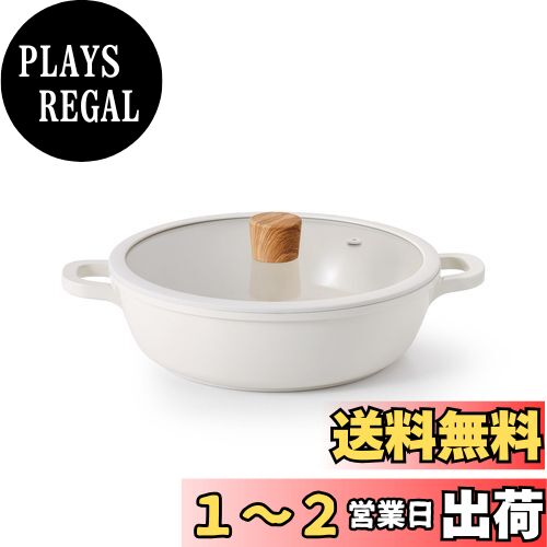 SENSARTE 両手鍋 24cm セラミック IH対応 ガス対応 卓上鍋 すき焼き鍋 一品万能 煮る 焼く 炒める 揚げる 焦げ付きにくい お手入れ簡単 ガラス蓋付 しゃぶしゃぶ カレー おでん