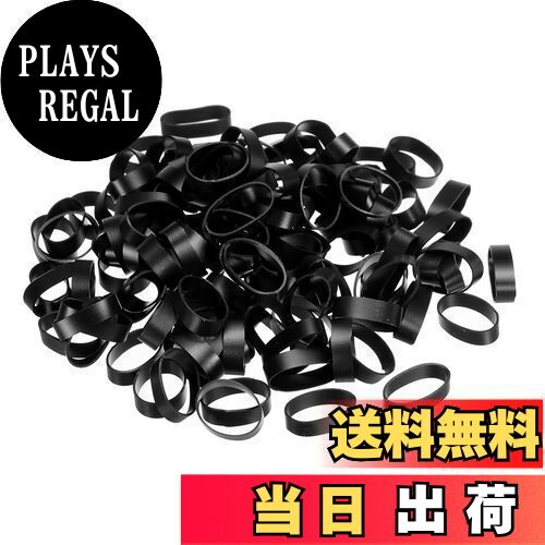 【送料無料】PATIKIL シリコンラバーバンドリング 100個 ノンスリップ 18.84 mm フラット ブラック 本 ..