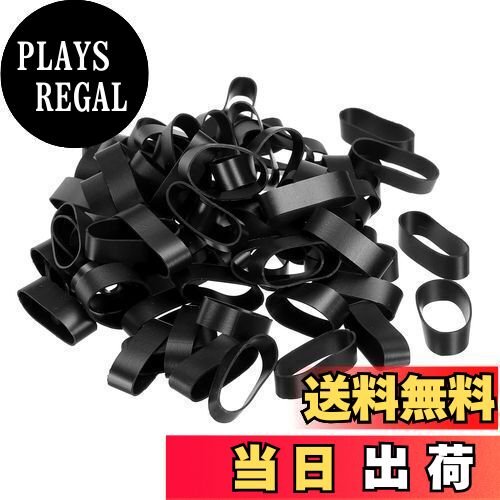 【送料無料】PATIKIL シリコンラバーバンドリング 50個 ノンスリップ 23.55 mm フラット ブラック 本 アート ボックス コードラッピング バッグラップ用