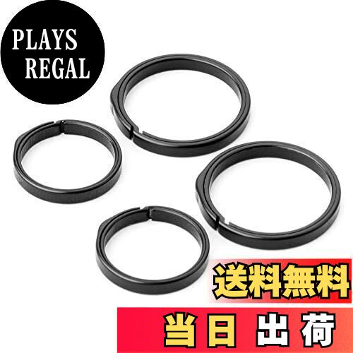 【送料無料】[TIMULTI] チタン キー ホルダー リング 軽量 サイドプッシングデザイン 4個入り (外径21mm 2個入＋外径27mm 2個入（ブラック）)