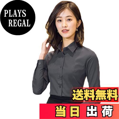 [SIPERLARI] ブラウス シャツ レディース 通勤 長袖 就活 オフィス シャツ 可愛い 形態安定 カジュアル おしゃれ 着痩せ 黒 白 ビジネス レギュラー シャツ スキッパーシャツ(グレー 35)