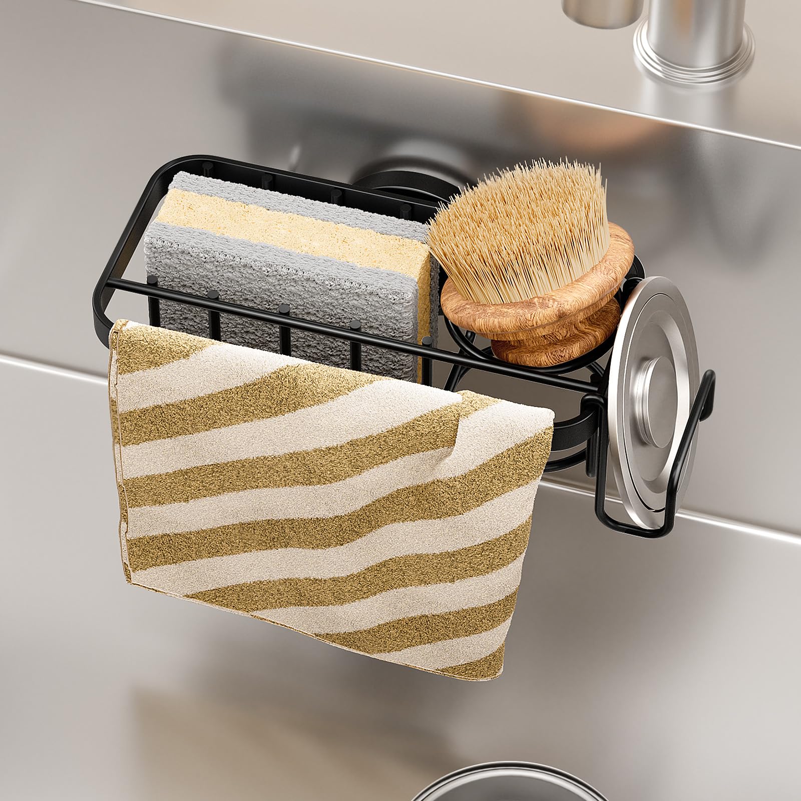 【送料無料】TAILI スポンジホルダー スポンジ置き 水切りラック 防錆 強力な吸盤バスケット 4-in-1 台..