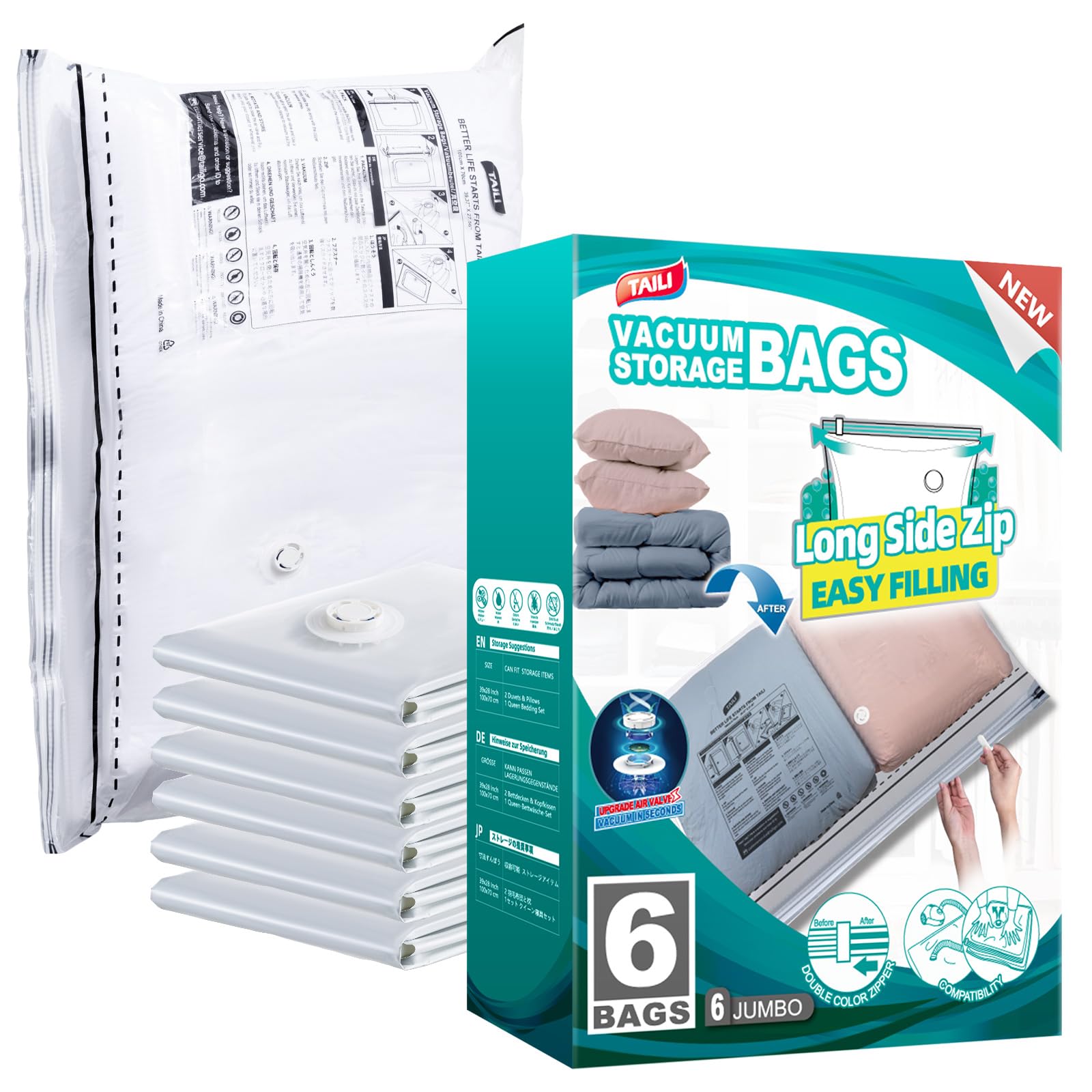 【送料無料】TAILI 圧縮袋 衣類圧縮袋 布団圧縮袋 あっしゅく袋 ふとん圧縮袋 真空パック 洋服 収納袋 ..
