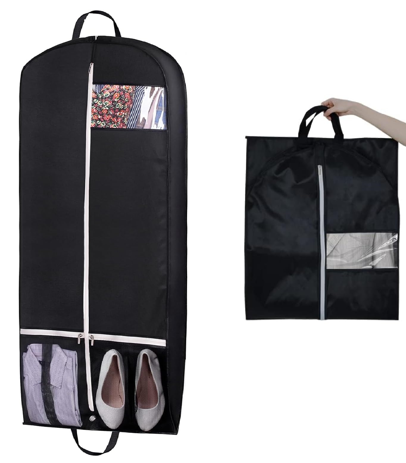 【送料無料】himsyuden スーツカバー 衣類カバー 持ち運び コートカバー ロング 洋服カバー 手提げ スーツ収納バッグ 透明窓付き 型崩れ防止 季節替え...