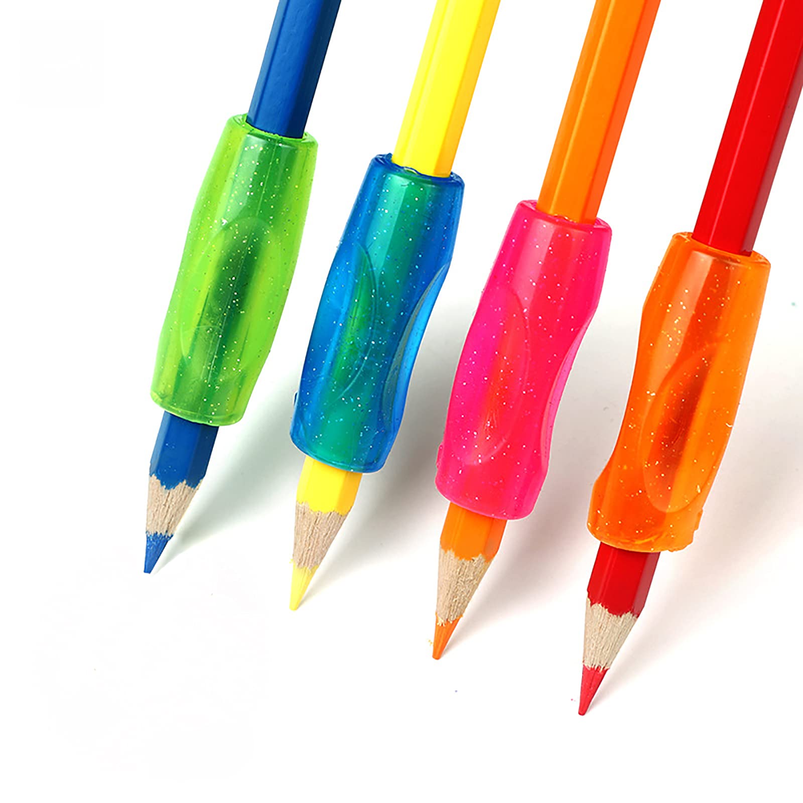 【送料無料】SHULLIN 4点セット 鉛筆キャップ 鉛筆ホルダー 鉛筆グリップ ペングリップ 鉛筆持ち方 鉛筆正しい持ち方 握り方矯正 姿勢補正 左右手兼用 柔らかい 筆圧 疲労を軽減 大人用 子供用 高齢者用(4色)