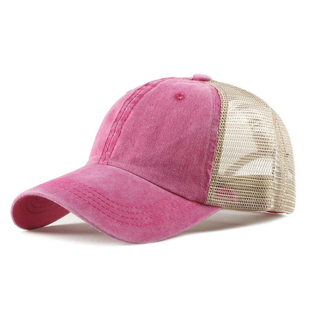 【送料無料】[Croogo] メッシュキャップ トラッカーキャップ 通気 無地 野球帽 スウェット BBキャップ 日よけ スポーツ ランニングキャップ 運転 ハイキング 登山 バイザー 速乾軽薄(G-ZM02-ピンク)