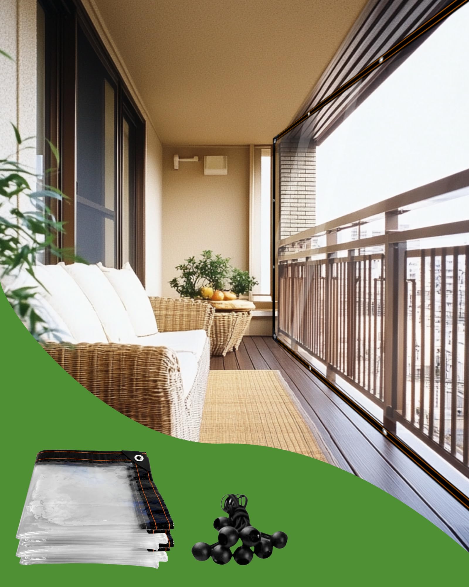 【送料無料】BeGrit 防水透明シート2mx6m雨よけシートグロメットが付いている明確なプラスチック防水シ..