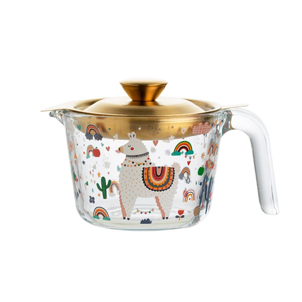 【送料無料】Dovejaオイルポット小さい かわいい 漫画 油こし器 残留物をろ過 油缶 おしゃれ耐熱透明ガラス 計量カップ 透明 調理器具 こし網付 最大容量約680ml (金02)