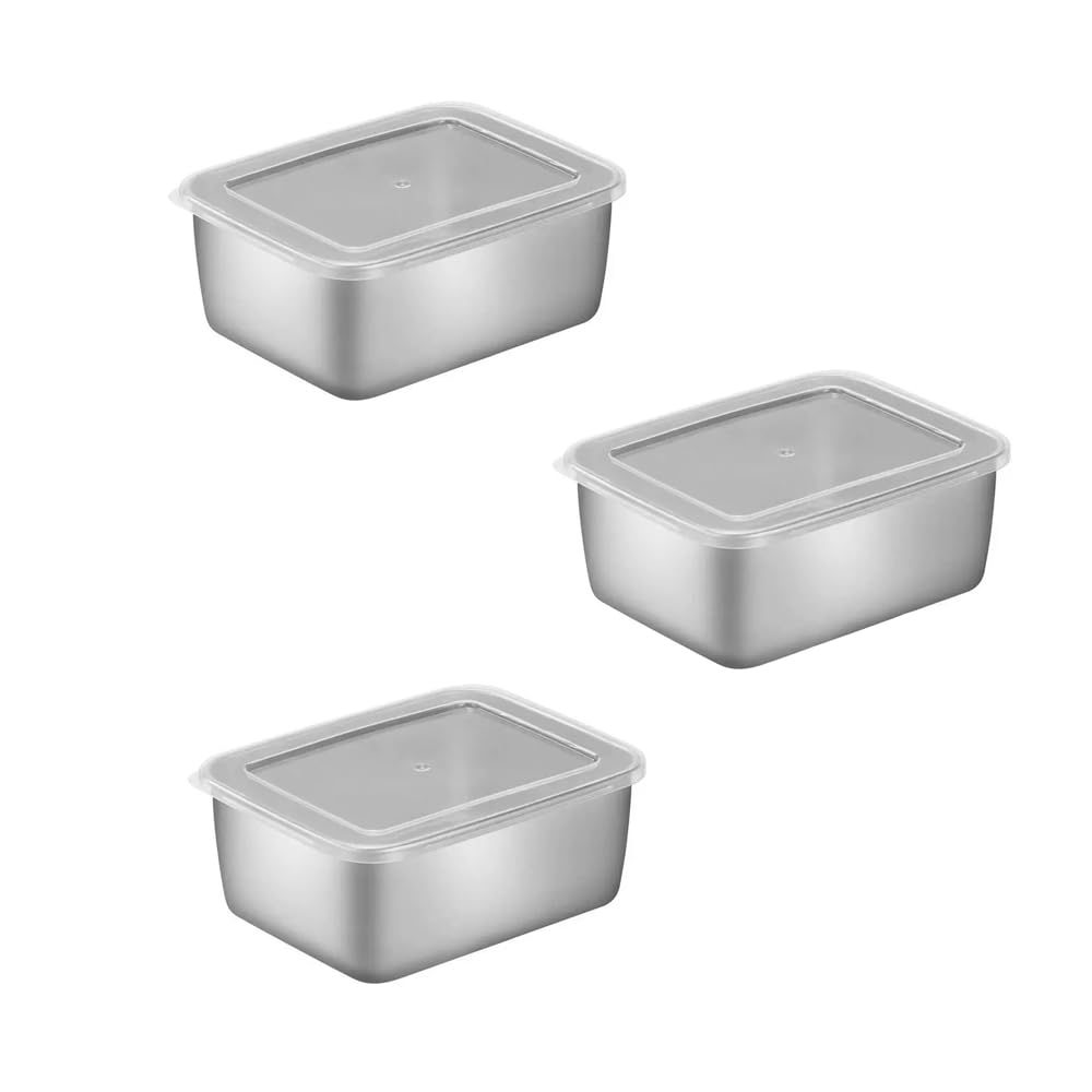 【送料無料】Dovejaバット3点セット蓋付き深型ステンレス 深型角型バット保存容器調理器具 (3)