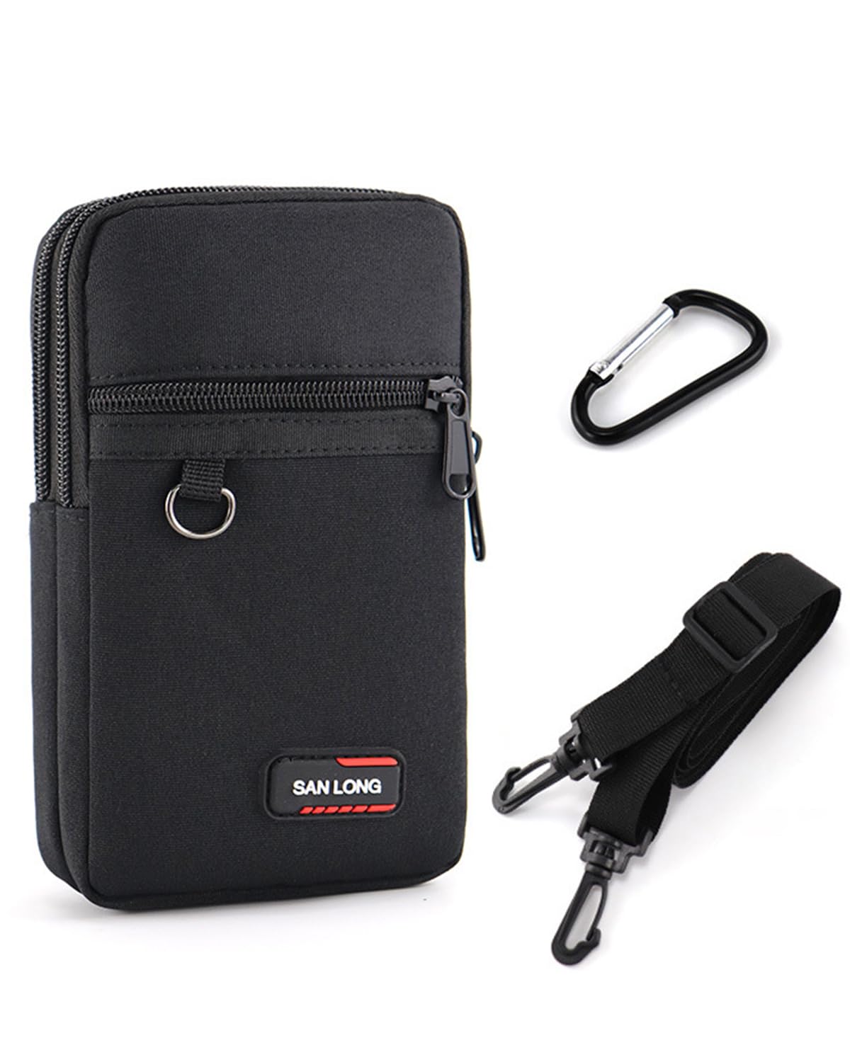 【送料無料】harukita スマホポーチ 携帯ポーチ 収納ポーチ スマートフォン ベルト ポーチ 小物収納 多用途 持ち運びに便利 7.5インチまで対応 カラビナ付き