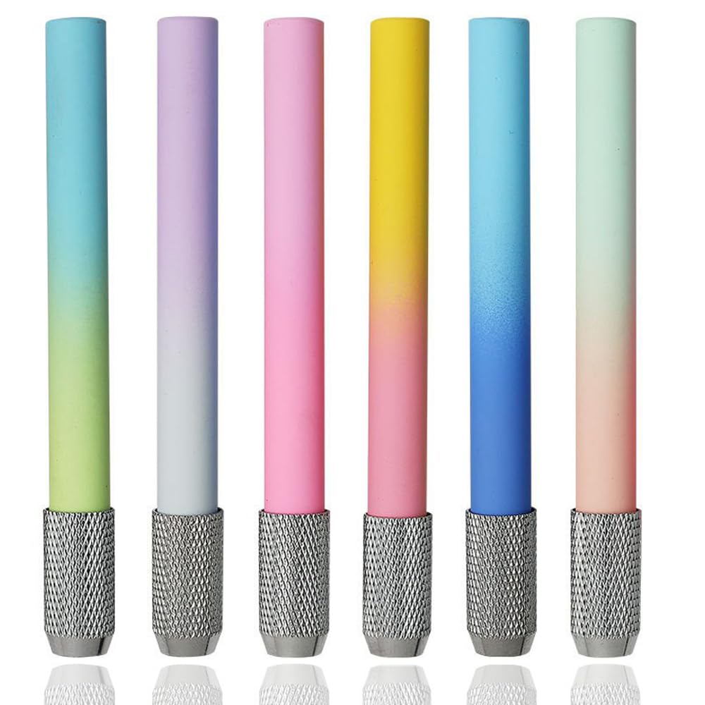 【送料無料】鉛筆延長ホルダー 筆キャップ 鉛筆補助軸 鉛筆ホルダー 鉛筆エクステンダー 鉛筆延長 アシスト 校 子供 矯正 鉛筆持ち方 延長用 筆記用具 美術生 デッサン用具 グラデーションカラー 6個セット
