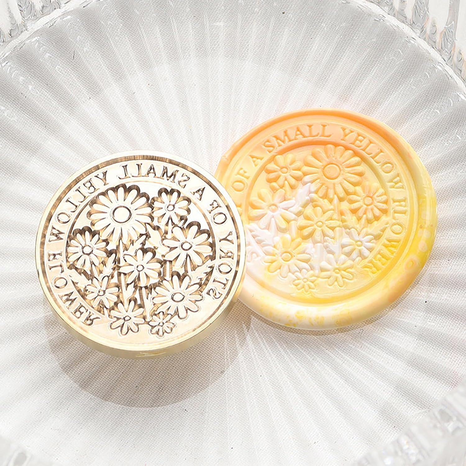 【送料無料】WXVOVXW シーリングスタンプ ヘッド ワックスシールスタンプ シーリングワックス スタンプ 交換真鍮ヘッド (物語の中の黄色い小さな花, 通常シリーズ)