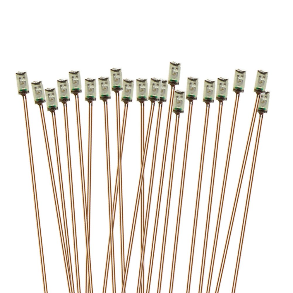【送料無料】ミニチュア 0.1mm銅線 配線付き SMD 0603 チップLED 緑色 20本入り 電車模型 鉄道模型 建..