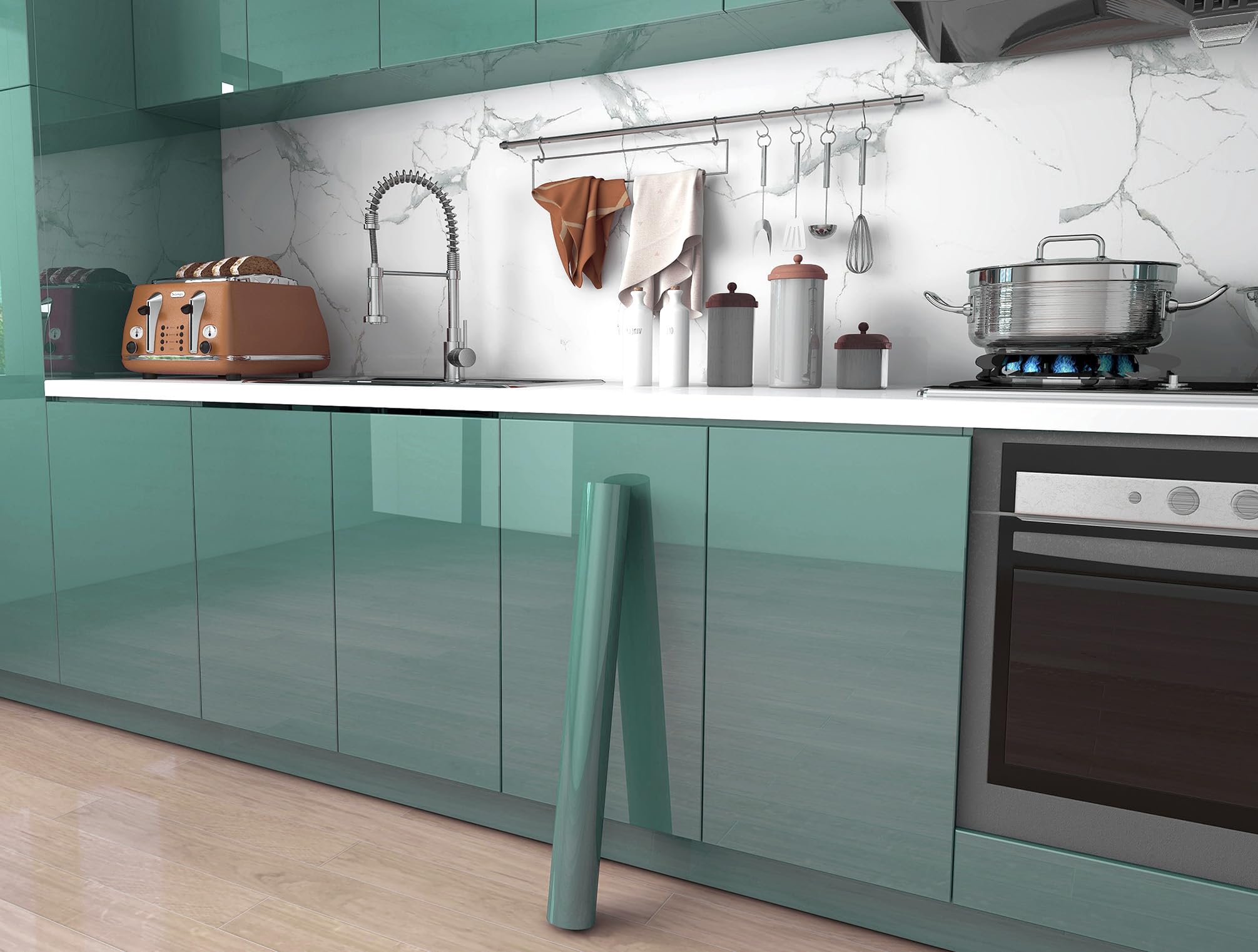 【送料無料】FOLU 壁紙シール つるつる（40CM×5M一巻）リメイクシート キッチン 壁紙 補修 模様替え 多用途 キッチン リメイクシート 防水 浴室 壁紙 のり付き 厚手 防汚 防カビ 耐熱 剥がせる壁紙 はがせるシール