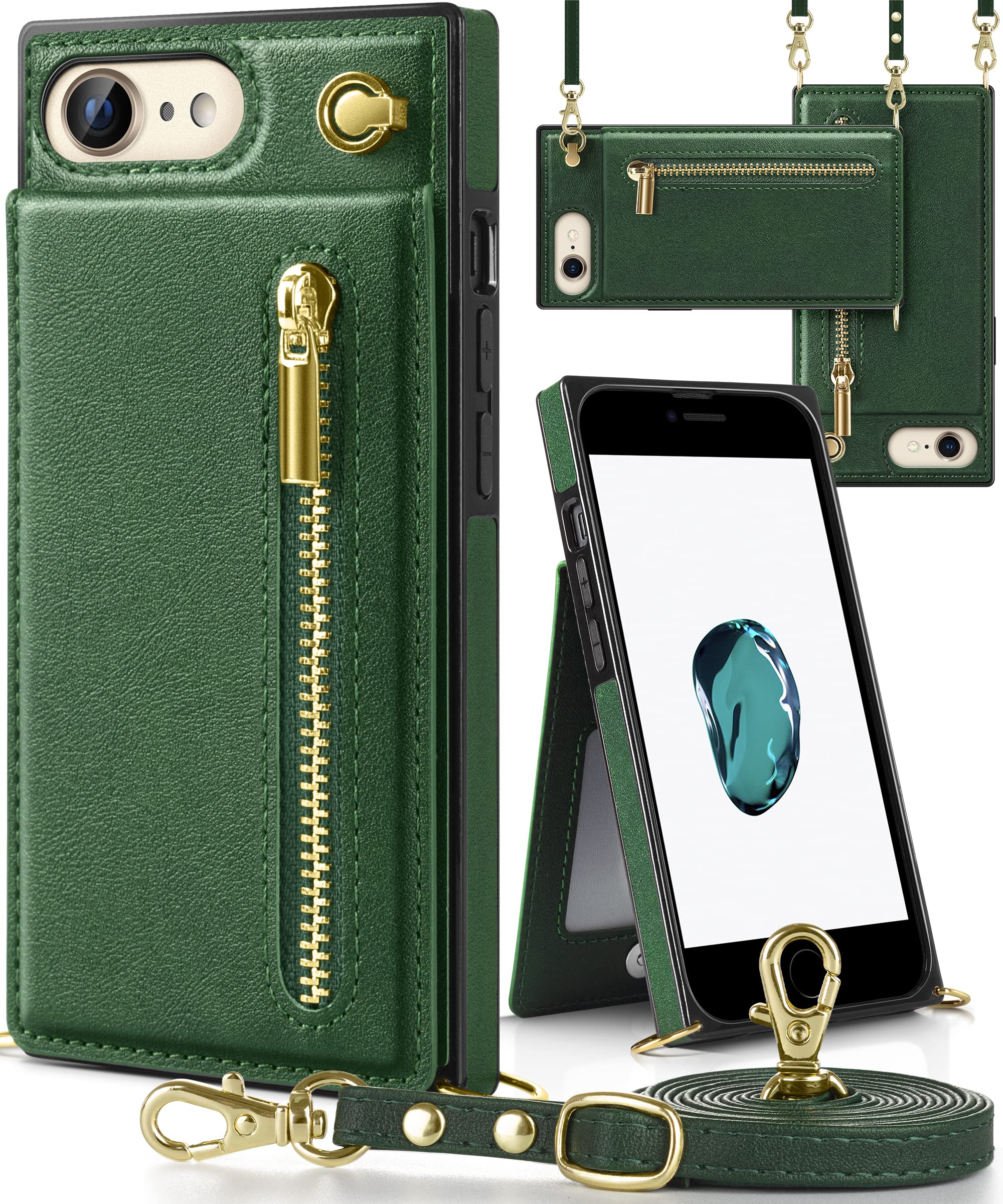 【送料無料】YIHARA iPhone 6/6S/7/8 iPhone SE ケース手帳型 iphone SE 2020/ SE 2022スマホ ケース 財布型 iPhone 6/6S/7/8 iPhone SE 2020/2022適用 携帯ケース 肩掛け 首かけ 斜めがけ ショルダー アイフォン 背面 カード収納 ストラップ付き 上下開 長さ調整可能 グーリ