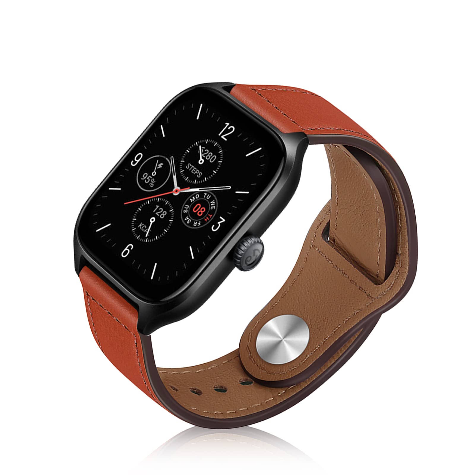 【送料無料】[LuFiYa] 20mm レザーバンド Amazfit Active/Amazfit GTR Mini/GTS 4/4 Mini対応 本革バンド 交換ベルト 腕時計バンド ビジネス風 柔軟 男女通用 ストラップ Amazfit Bip 3/3 Pro/GTS 3 用 時計バンド (オレンジ)