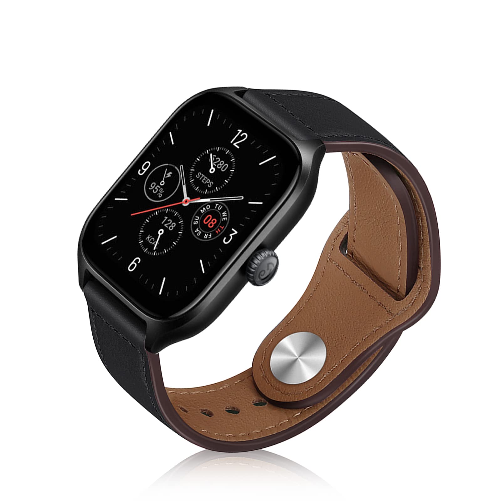 【送料無料】[LuFiYa] 20mm レザーバンド Amazfit Active/Amazfit GTR Mini/GTS 4/4 Mini対応 本革バンド 交換ベルト 腕時計バンド ビジネス風 柔軟 男女通用 ストラップ Amazfit Bip 3/3 Pro/GTS 3 用 時計バンド (黒)