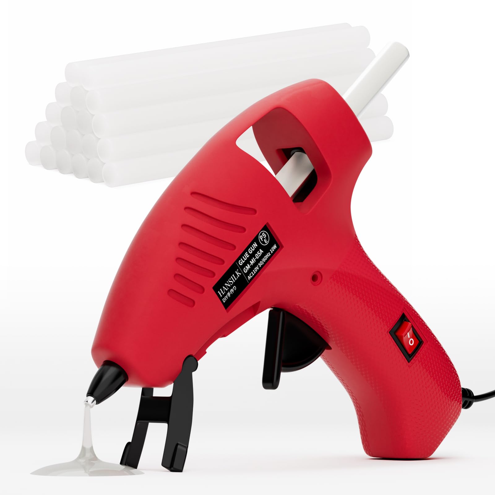 【送料無料】HANSILK グルーガン ぐるーがん 90S急速加熱 グルースティック7mm*100mm20本付 超軽量速乾 強力粘着 補修 装飾 金属 木製品 DIY趣味 手芸用 初心者/プロに最適