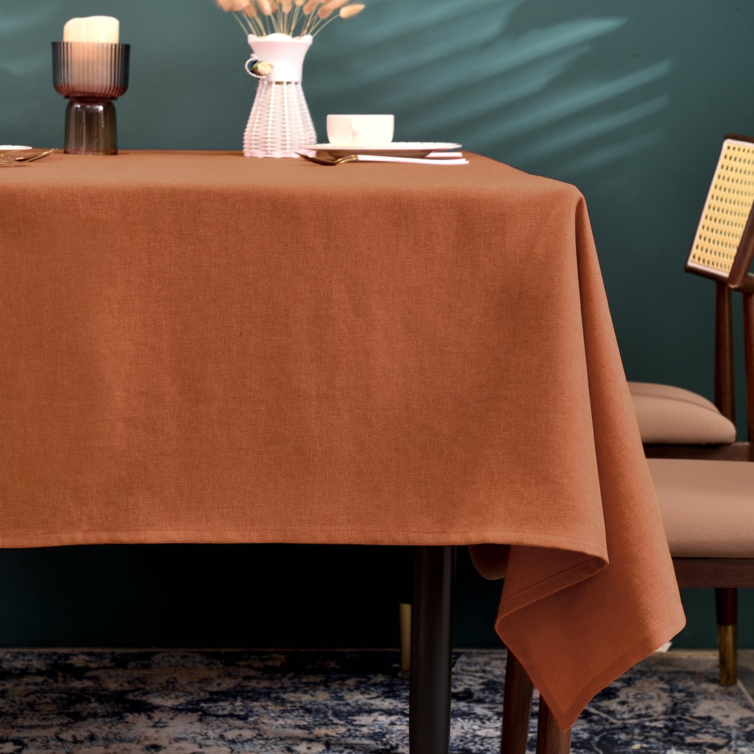 【送料無料】BALCONY & FALCON テーブルクロス 長方形 防水 類麻材質 キッチン カフェ ガーデン 145*300cm シナモン