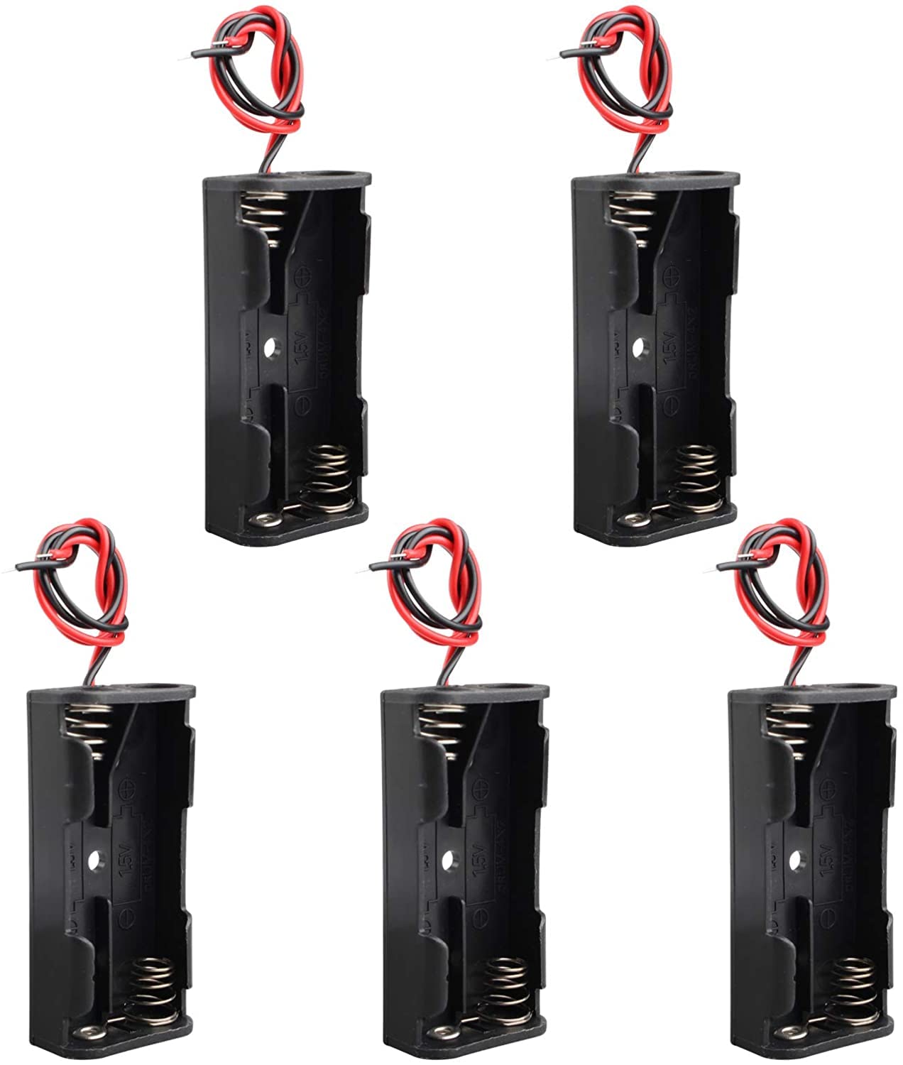 【送料無料】5個入り 3V 単4電池用 2x1.5V 電池ボックス バッテリーボックス リードハーネ ...