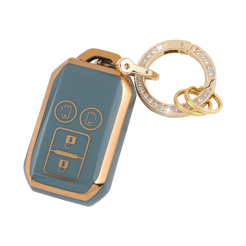 【送料無料】[Futwod] キーホルダー スズキ 新型 ソリオ スペーシア ジムニー ハスラー スイフト ジムニーシエラ クロスビー フレアワゴン 4ボタン キーカバー キーシェル SUZUKI 専用 キーケース TPU 軽量 傷防止 ヘイズブルー