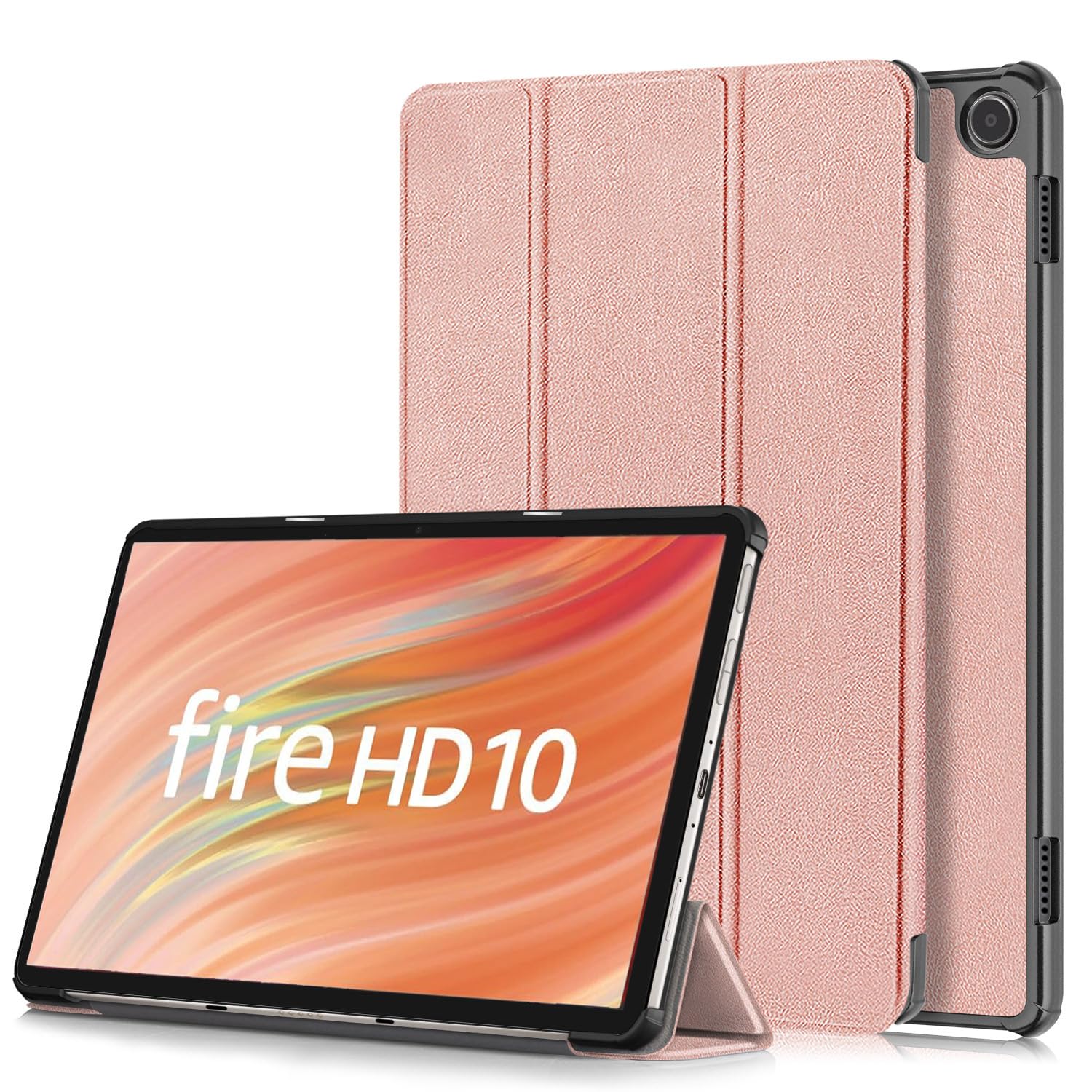 【送料無料】【2023年発売】Fire HD 10 2023 用 ケース カバー 保護ケース タブレットケース【NOUKAJU】 Fire HD 10 第13世代 タブレット収納ケース オートスリープ機能 軽量 薄型 耐衝撃 傷つけ防止 スタンド機能 角度調整 (ローズゴールド)(2)