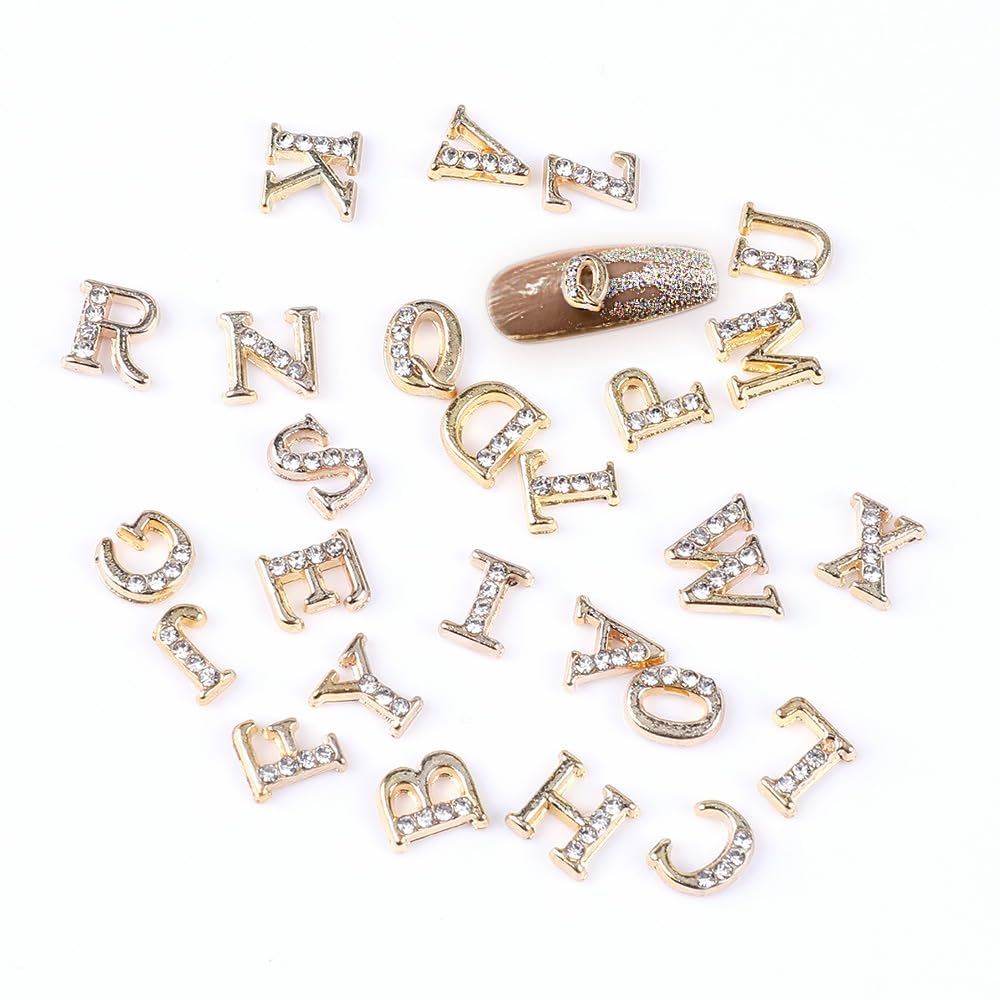 【送料無料】YACHUN ネイルパーツ 3D 立体 アルファベット A-Z 26文字 セット デコパーツ 可愛い キラ..