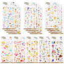 【送料無料】DRERIO シール 女の子 可愛い 12シート キラキラシール かわいいシール 半透明 3D立体 デコシール キャンディー/クマ/ケーキ/アイスクリーム/城/アイスクリーム/白鳥/惑星/クラゲ/馬/猫 可愛いシールセット スケジュール 手帳デコレーション 女の子 子供シール