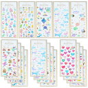 【送料無料】DRERIO かわいいシール デコシール キラキラシール 半透明 3D立体 手帳 スマホ デコシール可愛い シールセット魚/タツノオトシゴ/巻貝/猫/鳥/ハート/漂流瓶/クジラ/宇宙/スケジュール 手帳デコレーション 女の子 子供(12シート)