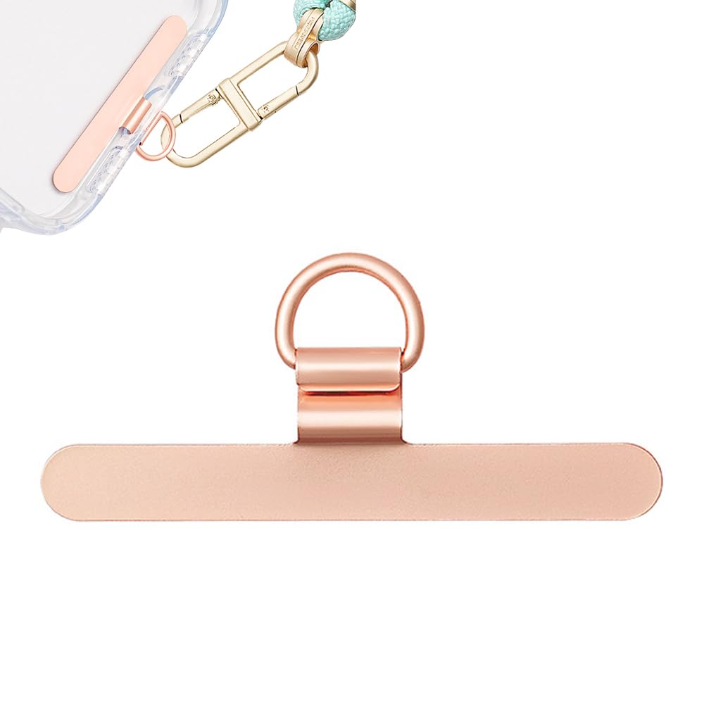 【送料無料】KASELIN スマホ ストラップホルダー 極薄0.2mm / 金属製/浮きなし曲がれ設計 全機種対応 傷防止仕上げ 丈夫10kgまでの荷重量 充電影響なし 落下防止 金属製タグパッチ 軽量 携帯ストラップホルダー 落下防止 (ローズゴールド)