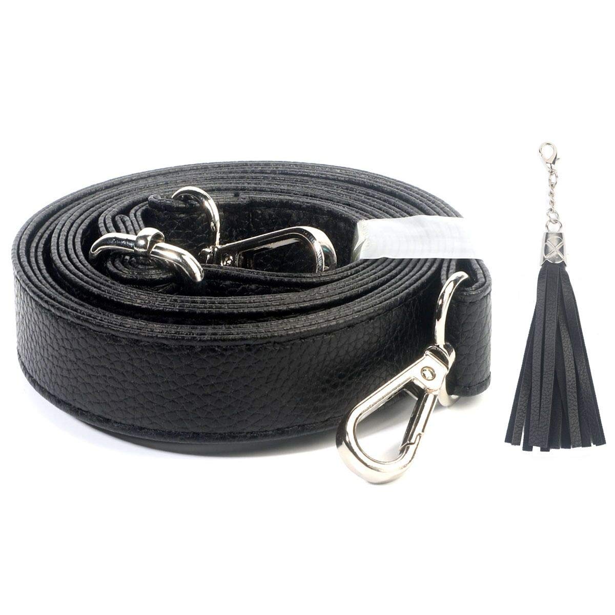 【送料無料】[BEAULEGAN] ショルダー ストラップ PU バッグ用 付け替え ライチ粒 調節可能 黒 広い1.3 ..