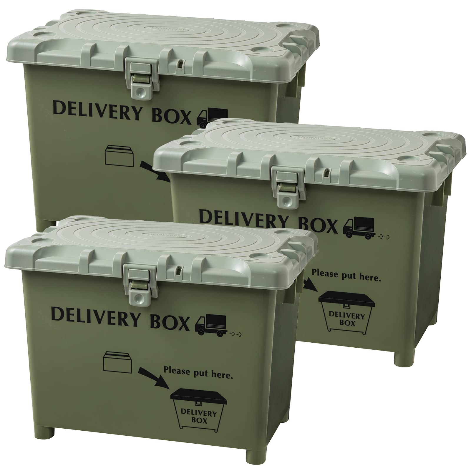 【送料無料】平和工業(Heiwa Kougyou) 宅配ボックス デリバリーボックス 日本製 カーキ 70L 3個セット