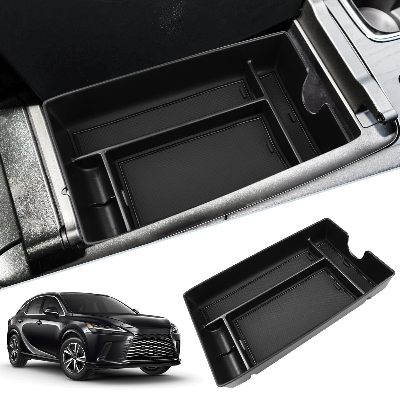 【送料無料】SKTU レクサス RX 新型 RX350 RX450h+ RX500h 車用 内蔵型コンソールボックス レクサス rx 収納トレイ ラバーマット付き 小物入れ レクサス rx センターコンソールトレイ アームレスト収納ボックス コインケース 装着簡単 カスタムパーツ 滑り止め 専用 騒音軽減