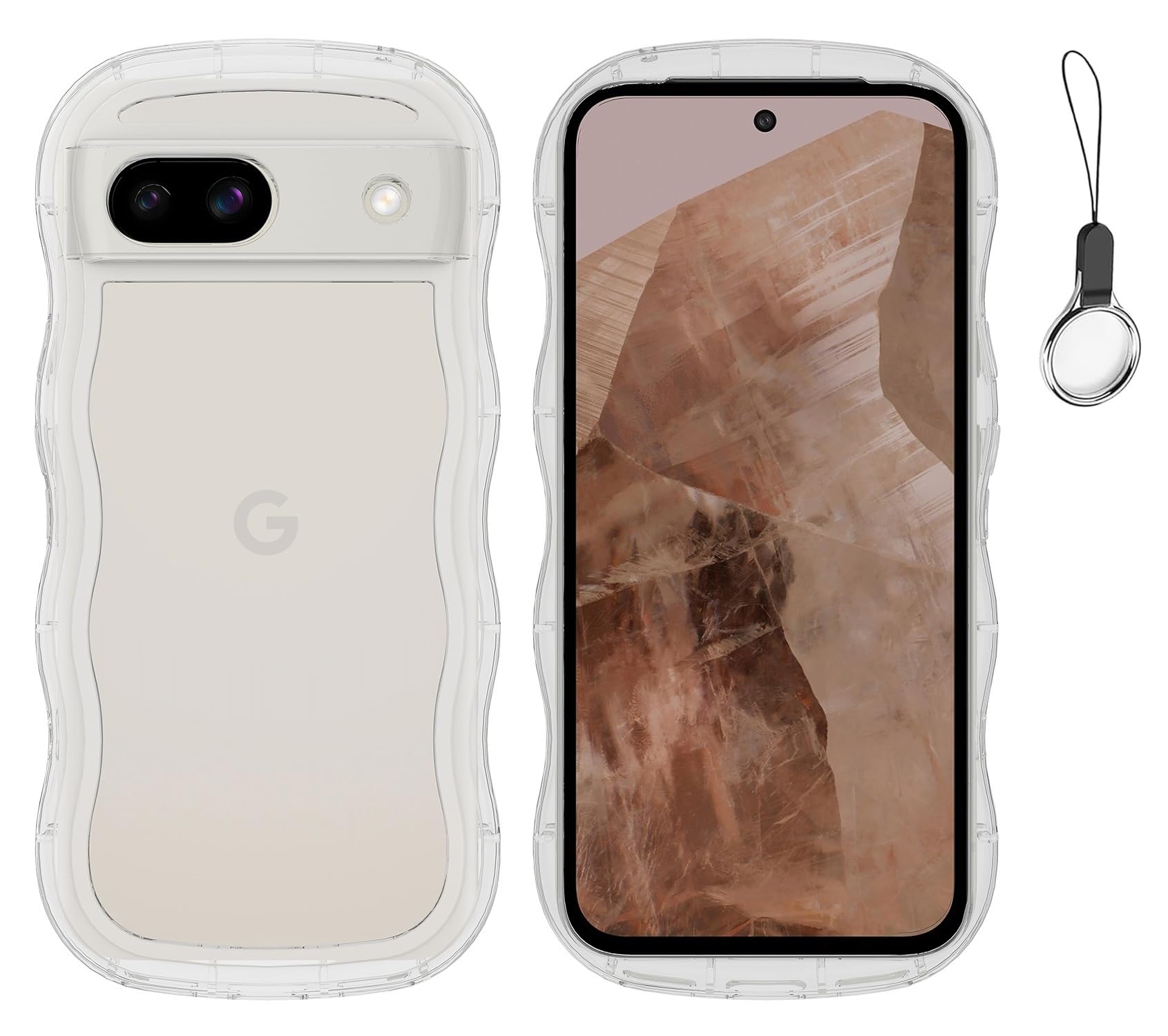 【送料無料】HILEGENER Google Pixel 8A かわいい ケース うねうね 耐衝撃 グーグル ピクセル8A 6.1インチ用滑り止め スマホケースウェーブ デザイン 手にフィット スマホカバー 韓国 可愛い クリア ソフトTPUカバー 波状エッジ ソフトシェル ケース 人気 落下防止 全面保護