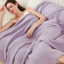 【送料無料】EMME 6重 ガーゼケット クーイン 綿100% タオルケット 夏 無添加 夏掛け 6層ガーゼタオル 水洗い加工 先染め コットン100% 綿 肌かけ 洗える 綿毛布 吸湿 通気 ガーゼ 肌掛け 肌掛けケット 冷房対策 ガーゼけっと 寝具 203×229cmパープル