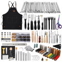 【送料無料】RMTIME レザークラフト 308点工具セット レザーツール 革工具セット 手縫い道具 穴あけポンチ 目打ち カッターマット カービング 刻印セッ...