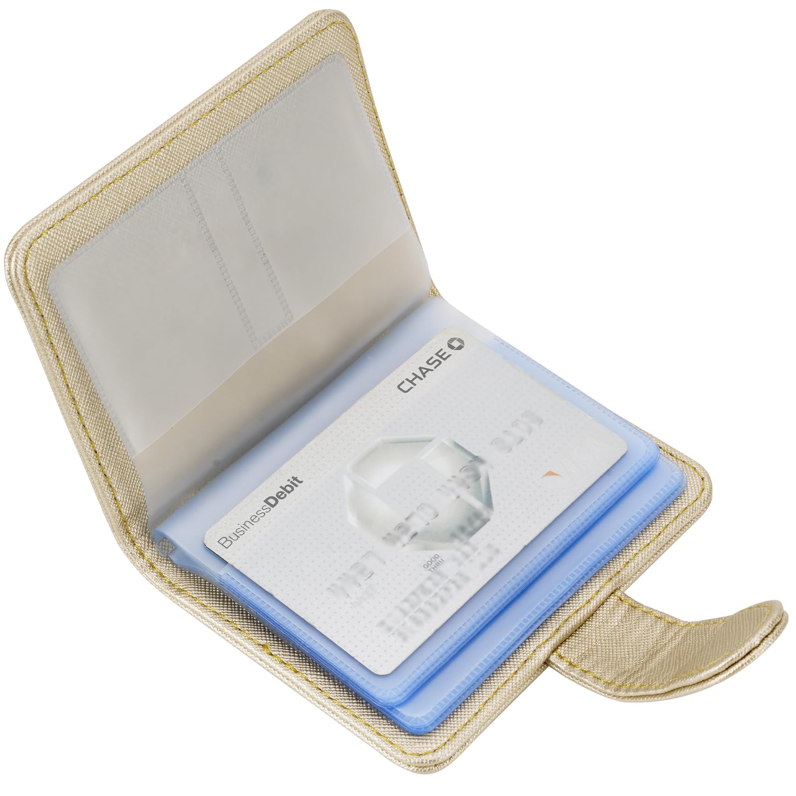 楽天PLAYS REGAL【送料無料】[Wisdompro] クレジットカードケース 磁気 スキミング防止 カードファイル 透明 資格証/保険証/免許証/キャッシュカードケース ポイントカード入れ PUレザー 縦型 20枚収納 ゴールド