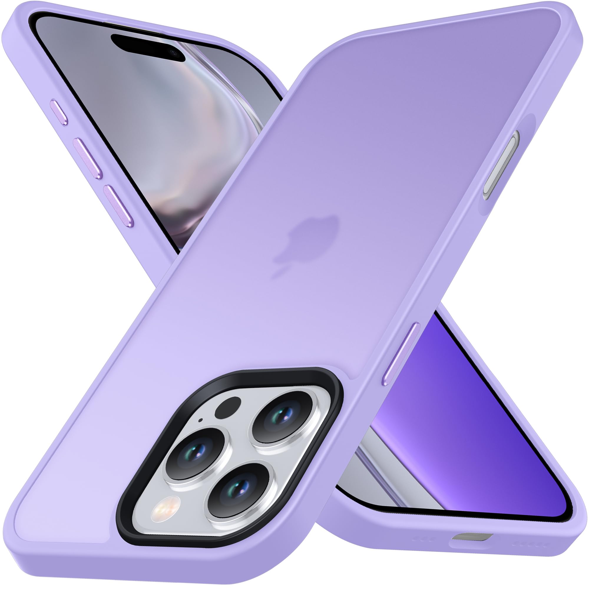 【送料無料】Anqrp iPhone 16 Pro 用 ケース 半透明 耐衝撃 滑り止め 米軍MIL規格 指紋防止 マットケース ストラップホール付き ワイヤレス充電対応 スマホケース アイフォン16 プロ カバー 6.3インチ パープル