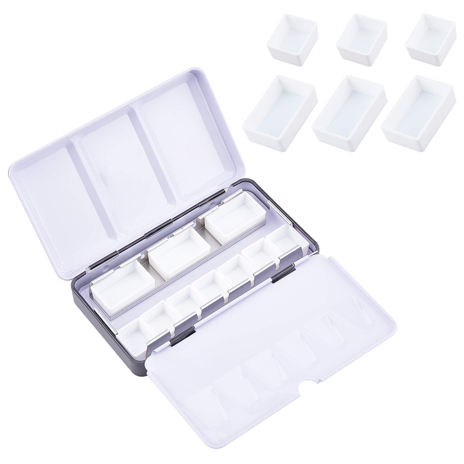 【送料無料】PHPandaHall 空の水彩缶ボックス 12個 ハーフパン 8個 フルパン水彩 ペイントパレット 水..