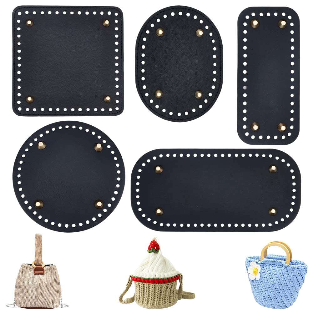 【送料無料】PH PandaHall 5枚セット バッグ底板 バッグボトム 黒い 5つの形 手芸 レザークラフト 底釘付 バック作り DIY 手芸用トート 手作り素材 財布 ハンドメイド 編みバッグ アクセサリーパーツ