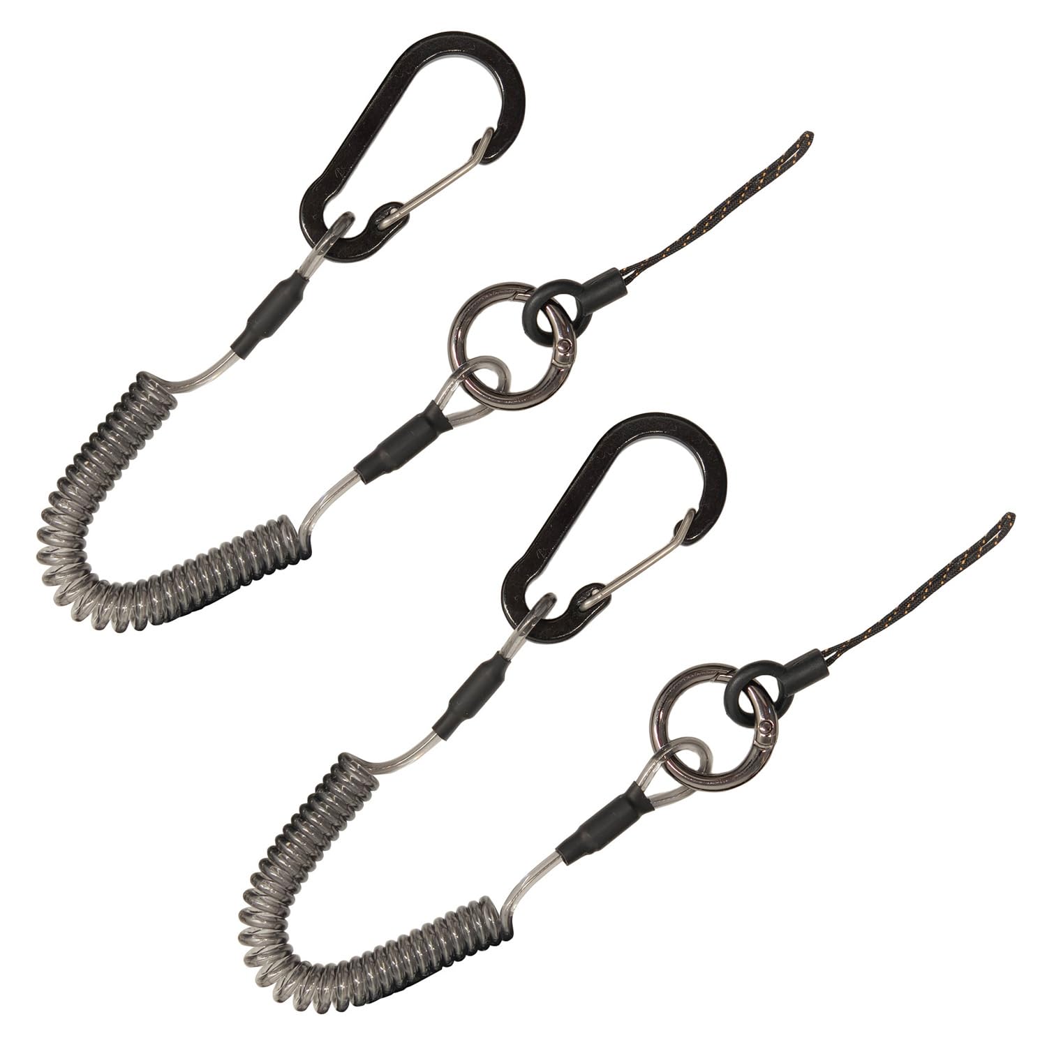 【送料無料】[JOLIRSBOX] カールコードストラップ ステンレスワイヤ 強力 コイルストラップ 伸びる カラビナ スマホ 携帯 定期 落下・盗難・紛失防止 (2個セット)