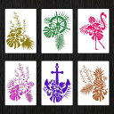 【送料無料】Koonafy テンプレート 描画テンプレート 6枚セット 動物形 植物形 ステンシルシート 面白い プレート 絵画 文具 プレゼント DIY 手作...