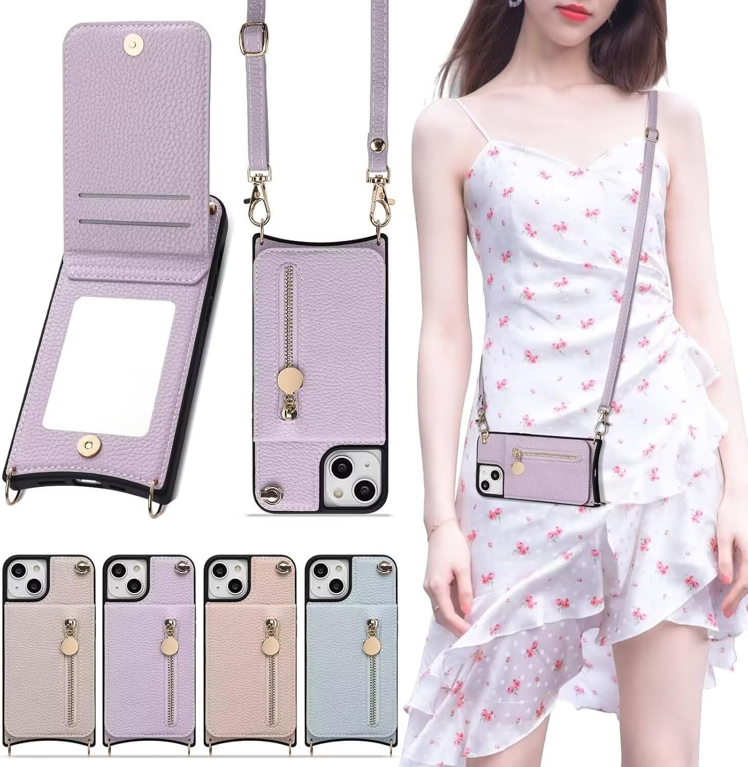 【送料無料】Chillchi iPhone 16Pro max ケース 手帳型 ショルダー 小銭入れ アイフォン 16Pro max スマホケース 肩掛け 首掛け 斜め掛け 収納 小銭入れ 財布型 iPhone 16Pro max 手帳型 スマホケース ミラー付き 気質 おしゃれ クロスボディ ケース ショルダー ケース スト