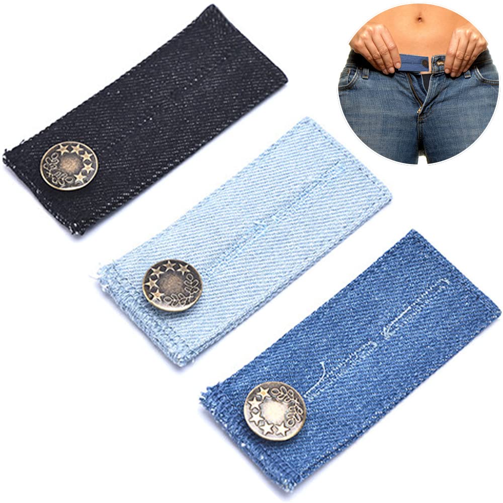 【送料無料】ウエスト調整（3枚セット/3色/8.3cm*3.5cm）ウエスト伸ばす ボタン式ウエストアジャスター アジャスターボタン ウエスト広げる ウエストサイズ調整 ウエスト延長 ズボンボタン 金属ボタン スカート/ジーンズに適用 裁縫不要 簡単調整 調整可能