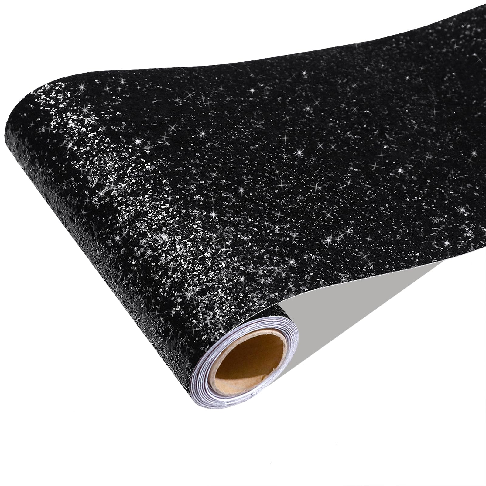 【送料無料】CRE8TIVE グリッターシート グリッター壁紙シール ブラック 黒 20x200cm グリッターシートステッカー シールタイプ グリッターリメイ...