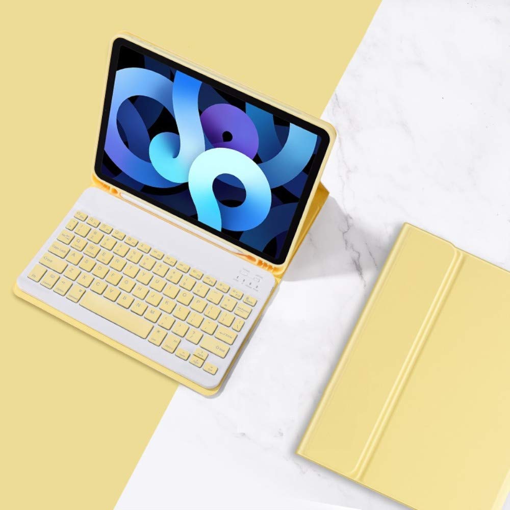 【送料無料】iPad Pro 11 インチ 2022 キーボード ケース iPadPro11 第 4 世代 3 世代 2 世代 キャンディー色 ペンホルダー付き 保護カバー 分離式 女性 人気 プロ11 キーボード付き 薄型 カラフル 可愛い レディース (黄色)