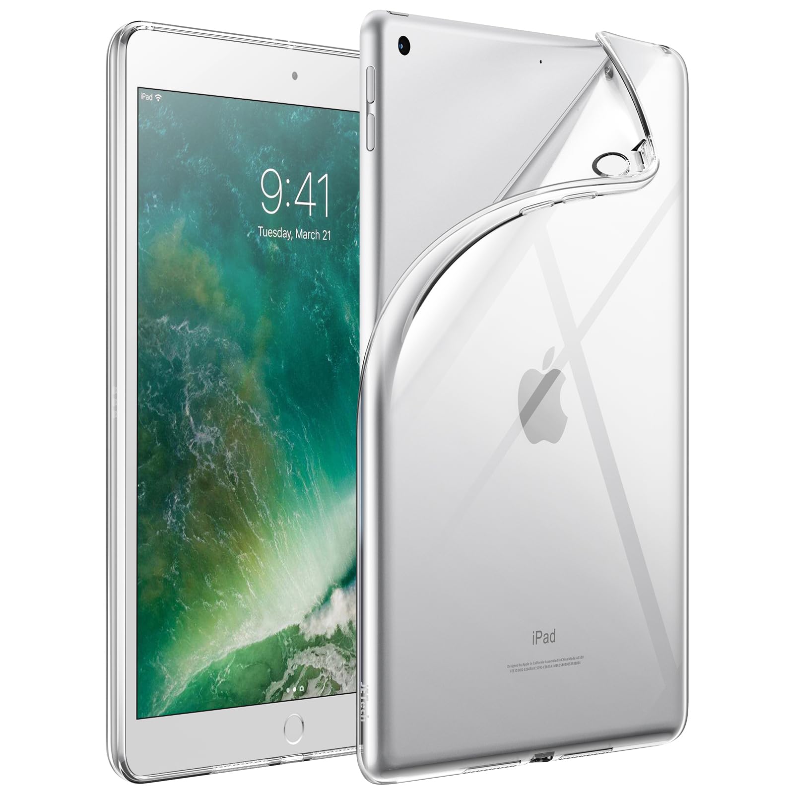 【送料無料】JEDirect iPad 9.7インチ用 ケース (第6/5世代、2018/2017) ソフト TPU 透明スリム 耐衝撃 タブレットカバー (クリア)