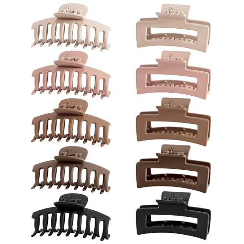 【送料無料】Lolalet バンスクリップ[2模様・10点入]、 ヘアクリップ シンプル、立体感 おしゃれ ヘアアレンジ 髪留め‐光沢5点・マット5点