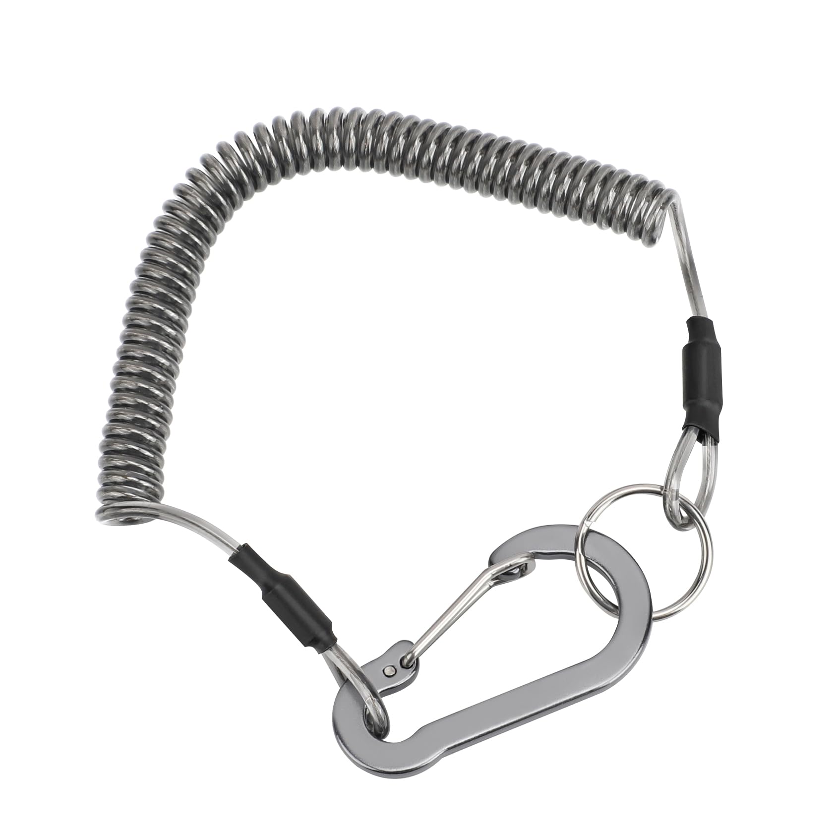 【送料無料】SANLIKE ワイヤースプリングコードストラップ 釣り用 ワイヤーロープ 伸びる カラビナ リング コイルストラップ 落下・盗難・紛失防止 多用途 尻手ロープ (日常対応-3kg対応-125cm)