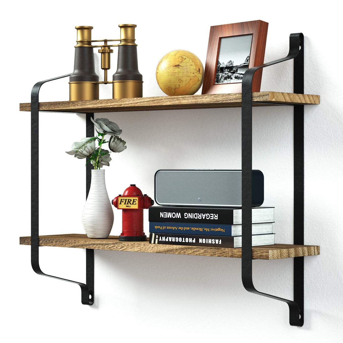 【送料無料】Susire ウォールシェルフ 壁掛け棚 幅60cm ウッド 奥行き15cm 2段 パイン材 キッチン 小物..